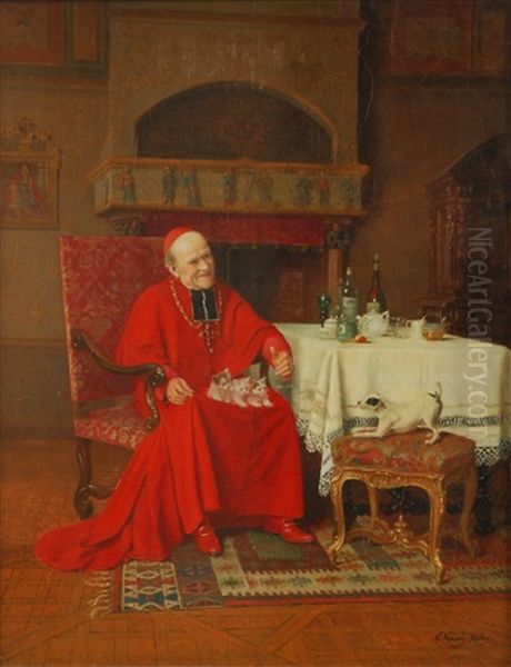 Le Cardinal Et Ses Amis Oil Painting by Victor Marais-Milton