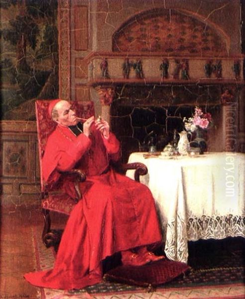 Le Cardinal A La Pipe Oil Painting by Victor Marais-Milton