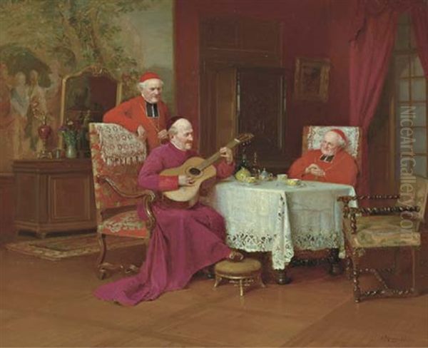 A Musical Interlude Oil Painting by Victor Marais-Milton