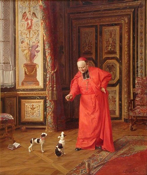 El Cardenal Y Los Perritos Oil Painting by Victor Marais-Milton