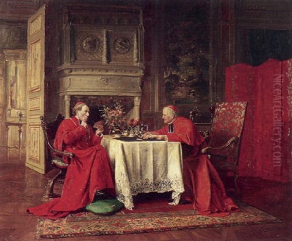 A Game Of Cards Oil Painting by Victor Marais-Milton