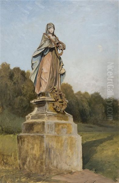 Sculpture In Landscape Oil Painting by Julius Eduard Marak