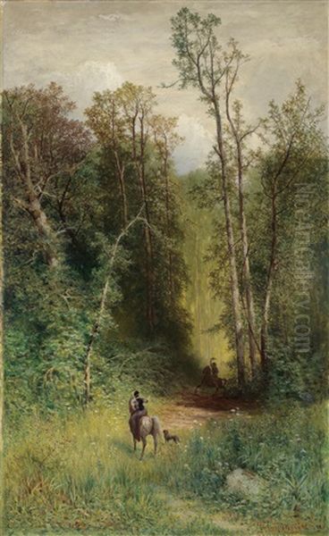 Begegnung Im Wald Oil Painting by Julius Eduard Marak