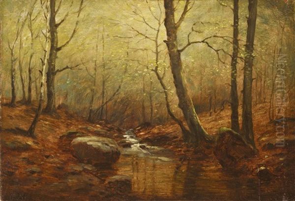 A Stream In The Forest Oil Painting by Julius Eduard Marak