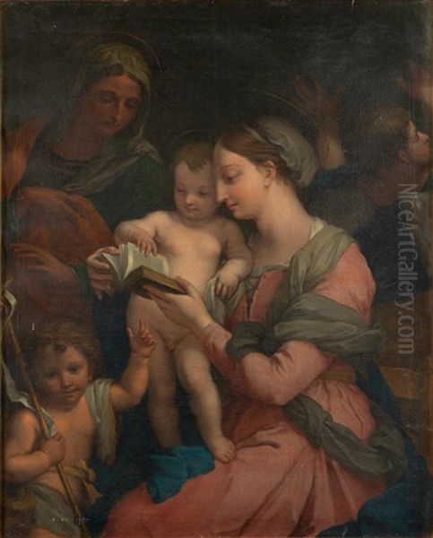 The Madonna Teaching The Infant Christ To Read Oil Painting by Carlo Maratta