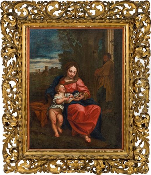 Holy Family In A Landscape Oil Painting by Carlo Maratta