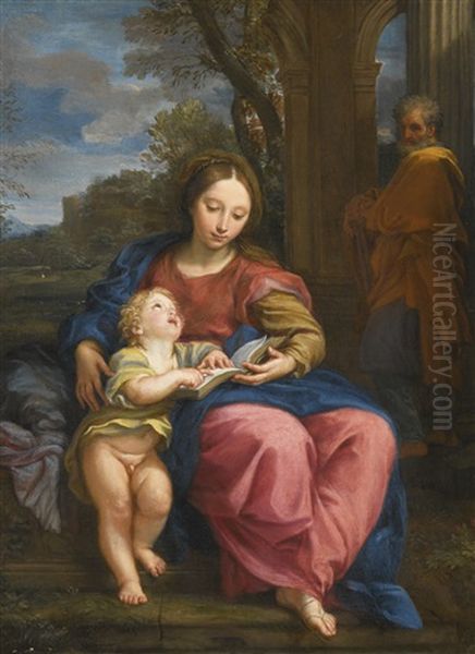 The Holy Family, The Madonna And Child Reading Oil Painting by Carlo Maratta