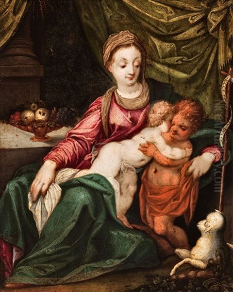 Virgin And Child With The Infant St. John Oil Painting by Carlo Maratta