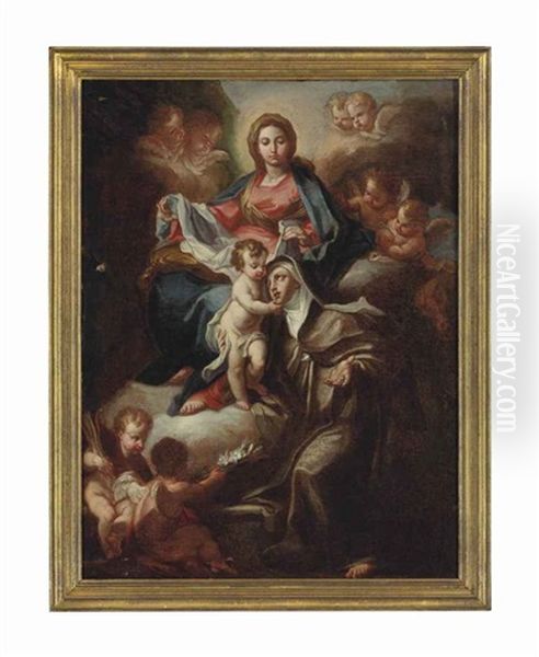 The Madonna And Child With Saint Catherine Of Siena, Surrounded By Putti Oil Painting by Carlo Maratta