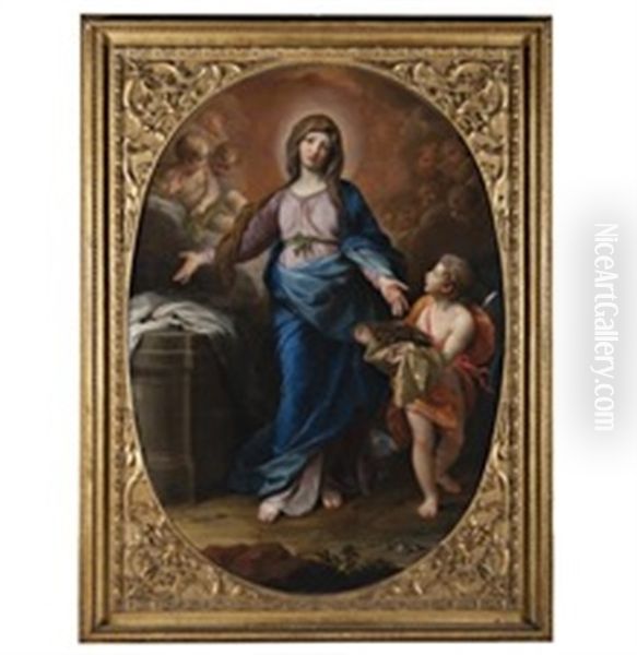 Madonna Stante Con Simboli Della Passione Oil Painting by Carlo Maratta