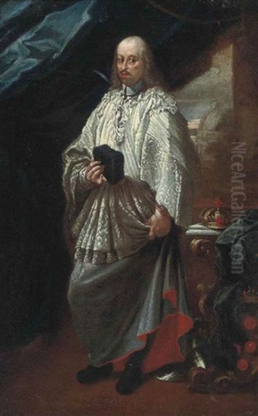 Portrait Of Cosimo Iii De Medici, Grand Duke Of Tuscany (1642-1723)in The Vestments Of A Canon Of Saint Peter's, Rome... Oil Painting by Carlo Maratta