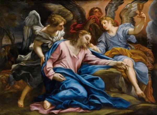 Le Christ Console Par Les Anges Oil Painting by Carlo Maratta