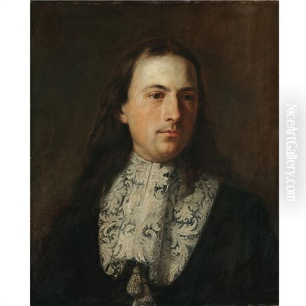 Portrait Of A Gentleman Wearing Black And With A White Ruff Oil Painting by Carlo Maratta