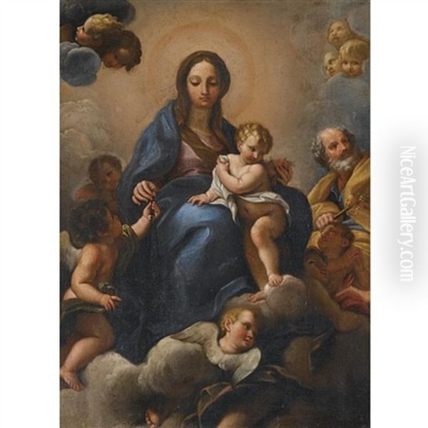 The Holy Family Surrounded By Putti Oil Painting by Carlo Maratta