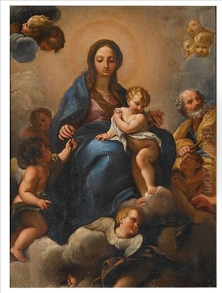 The Holy Family Surrounded By Putti Oil Painting by Carlo Maratta