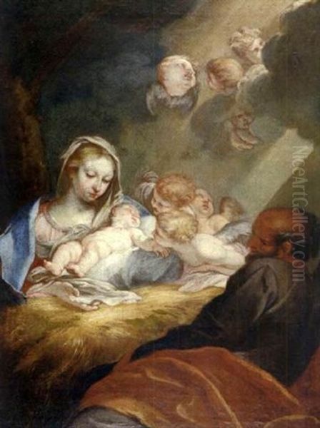 Sainte Famille Entouree D'anges Oil Painting by Carlo Maratta