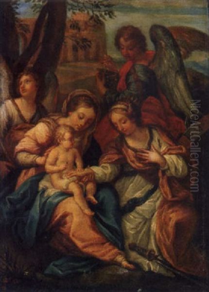 The Mystic Marriage Of Saint Catherine Oil Painting by Carlo Maratta