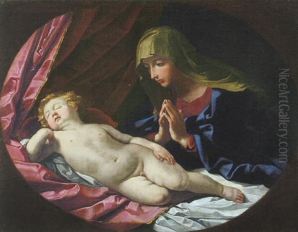 Die Madonna In Anbetung Des Schlafenden Christuskindes Oil Painting by Carlo Maratta