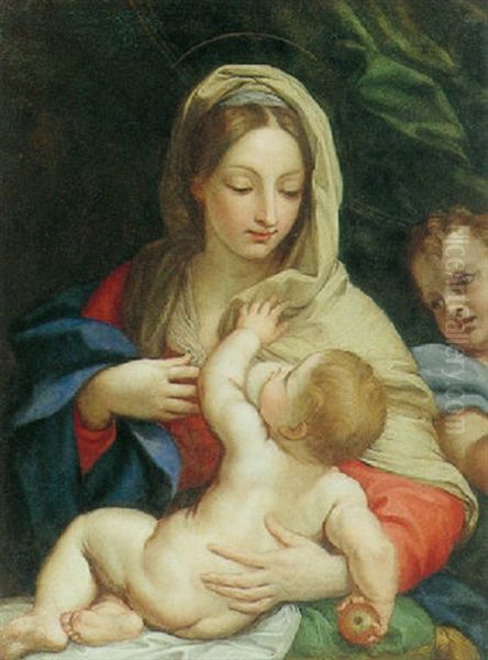 Madonna And Child With The Young Saint John The Baptist Oil Painting by Carlo Maratta