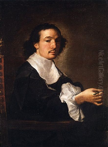 Portrait Of A Physician (giovanni Guglielmo Riva?) Holding A Surgical Instrument Oil Painting by Carlo Maratta