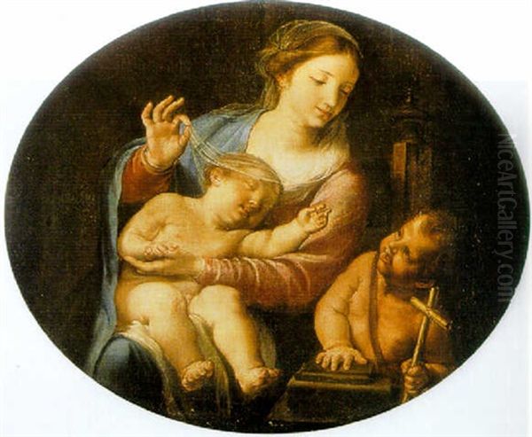 Madonna And Child With St John The Baptist Oil Painting by Carlo Maratta