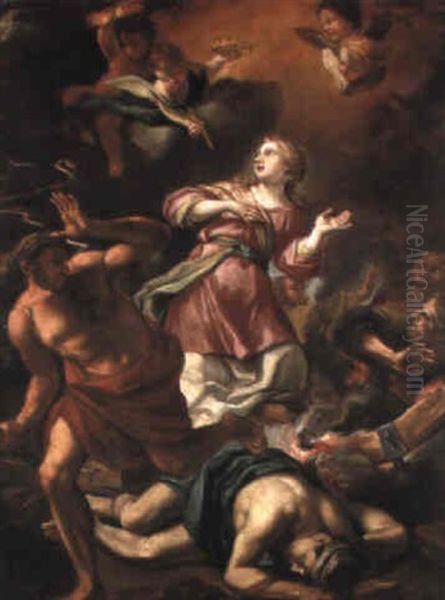 A Thunderbolt Destroying The Wheel Of St. Catherine Of Alexandria Oil Painting by Carlo Maratta