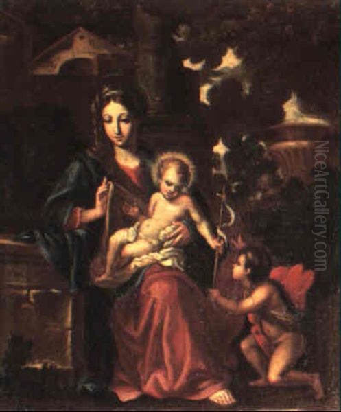 The Holy Family With Ss. John The Baptist And Anne In A Landscape by Carlo Maratta