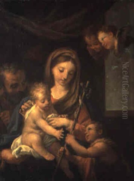 La Sacra Famiglia Con S. Giovannino Oil Painting by Carlo Maratta