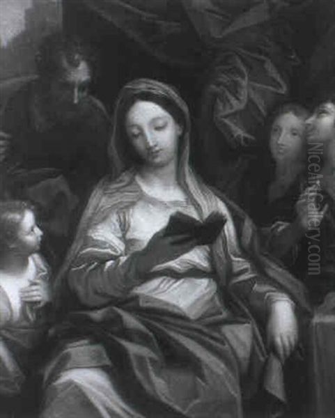 The Holy Family Accompanied By Angels Oil Painting by Carlo Maratta