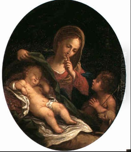 The Madonna And Child With The Infant St John Oil Painting by Carlo Maratta