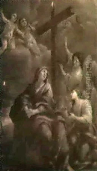 Die Madonna Mit Engeln Unter Dem Kreuz Oil Painting by Carlo Maratta