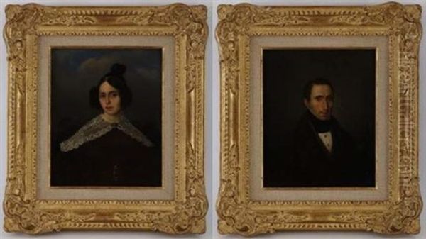 Portrait D'homme (+ Portrait De Femme; Pair) Oil Painting by Philippe Marbeau