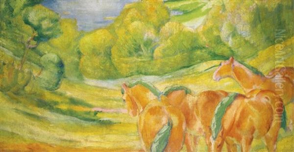 Grosse Landschaft I (large Landscape I) Oil Painting by Franz Marc