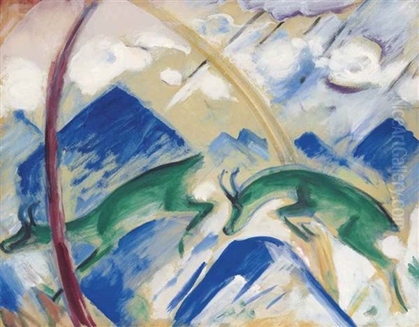 Gemsen Oil Painting by Franz Marc