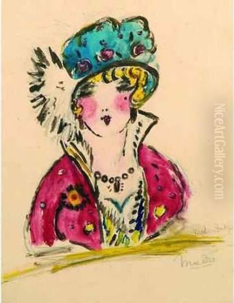 Elegante Au Chapeau. Oil Painting by Madeleine Berly De Vlaminck