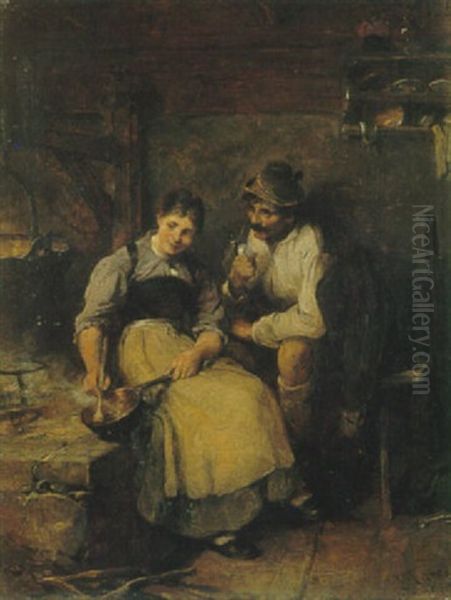 In Der Almhutte Oil Painting by Wilhelm Marc