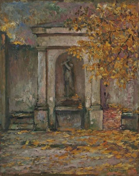 Sculpture Dans Un Parc Oil Painting by Pierre Amedee Marcel-Beronneau