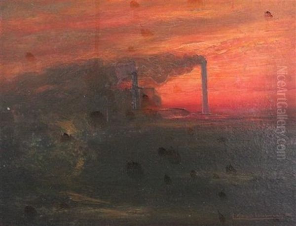 Factory At Sunset by Pierre Amedee Marcel-Beronneau