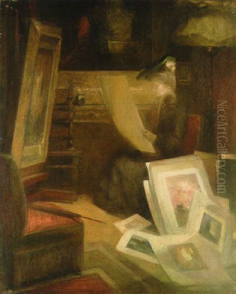 Interieur De L'atelier, 47 Boulevard Montparnasse Oil Painting by Pierre Amedee Marcel-Beronneau