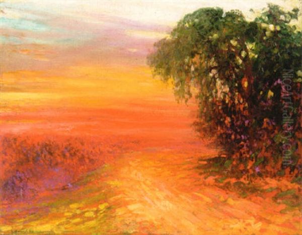 Sunset Oil Painting by Pierre Amedee Marcel-Beronneau