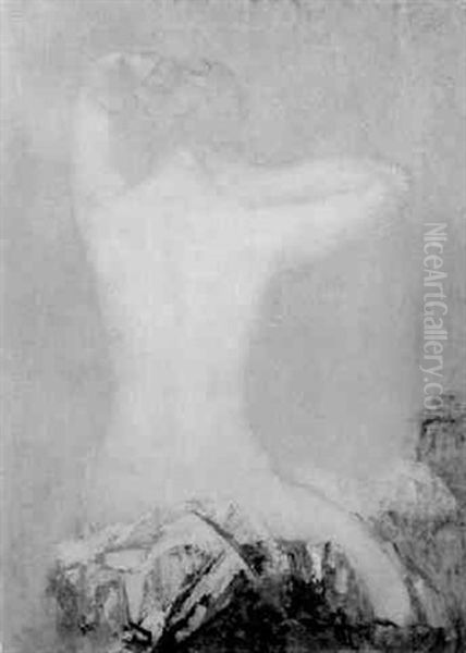 Femme Nue Au Miroir Vue De Dos Oil Painting by Pierre Amedee Marcel-Beronneau