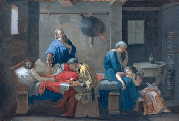 Le Testament D'eudamidas (after Poussin) Oil Painting by Antoine De Marcenay De Ghuy