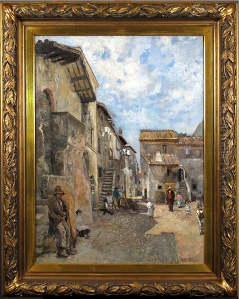 Vue De Village En Italie Oil Painting by Alexandre Marcette