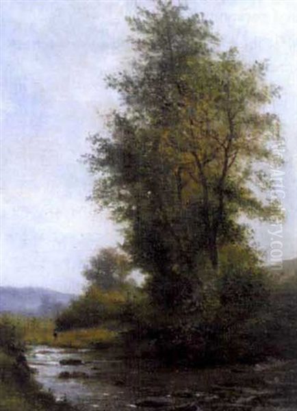 Fluslandschaft Mit Baum Oil Painting by Henri Marcette