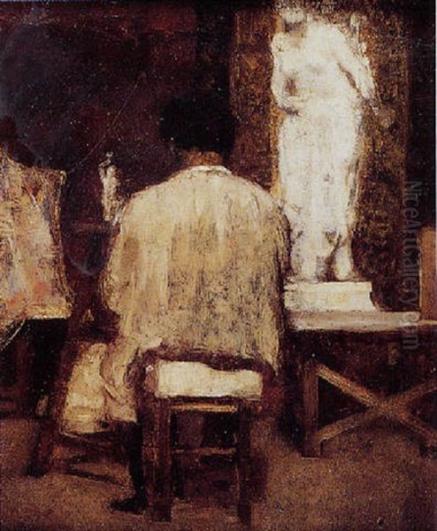 El Estudio Del Escultor Oil Painting by Charles Francois Marchal