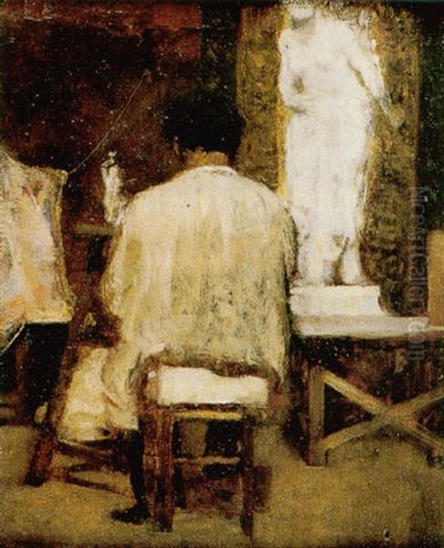 El Estudio Del Escultor Oil Painting by Charles Francois Marchal