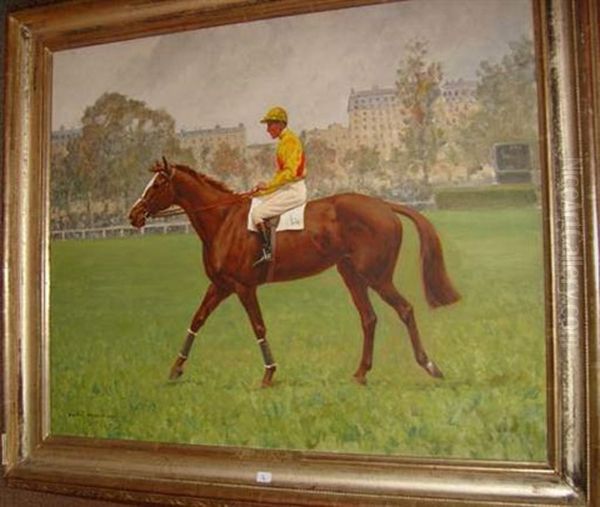 Portrait Du Cheval Salam Et Son Jockey Oil Painting by Andre Marchand