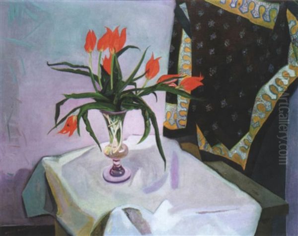 Bouquet De Tulipes Oil Painting by Andre Marchand