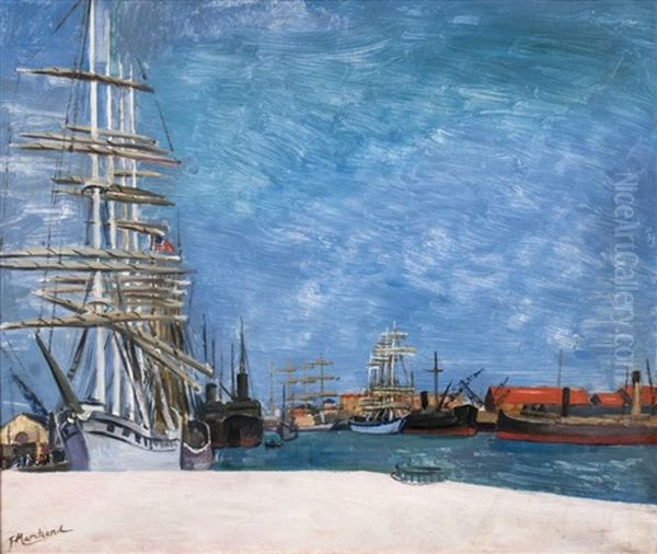 Schiffe Im Hafen Oil Painting by Jean Hippolyte Marchand