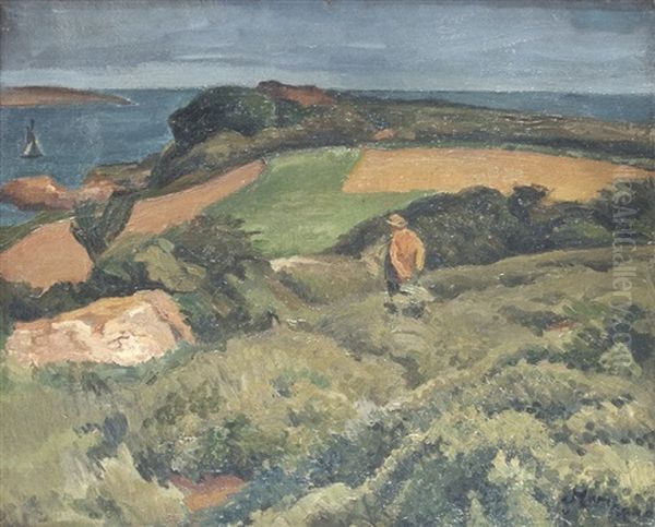 Breton Landscape At The Sea Oil Painting by Jean Hippolyte Marchand